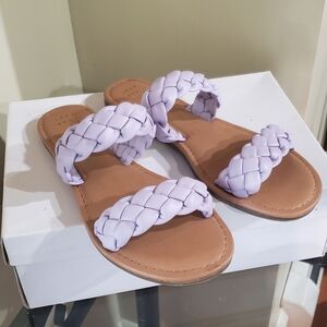 Purple Braid Flat Sandals